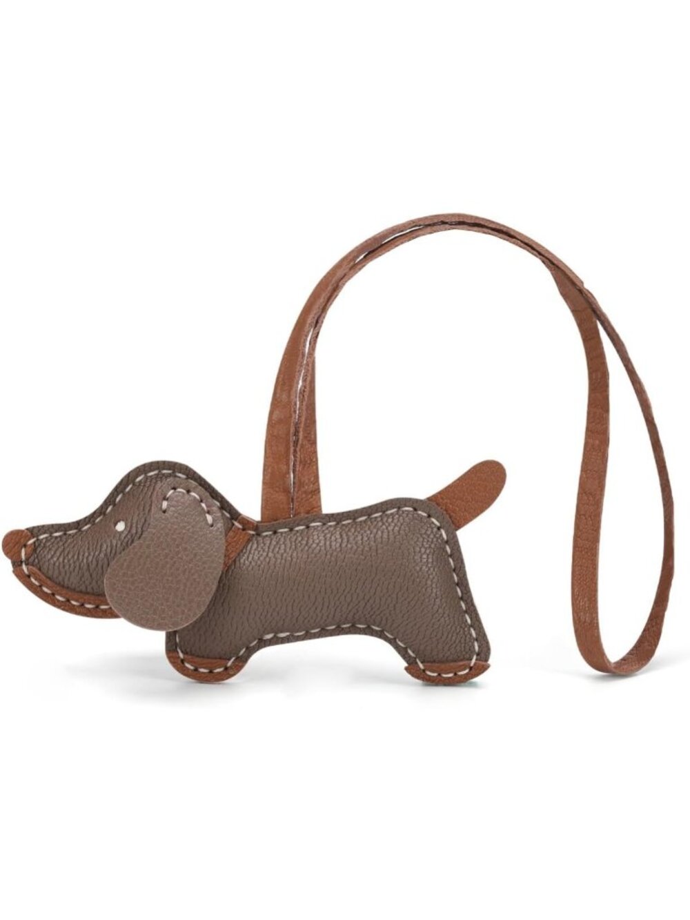 Cute Dachshund Leather Bag Charm, Genuine Goatskin Keychain for Handbags